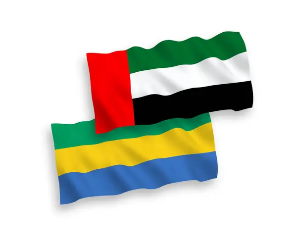 Banderas Nacionales Ondas Vectoriales Gabón Emiratos Árabes Unidos Aisladas Sobre — Archivo Imágenes Vectoriales
