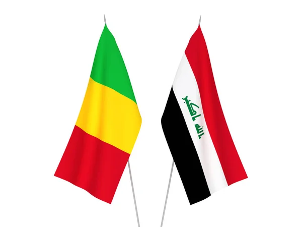 Narodowe Flagi Tkanin Iraku Mali Odizolowane Białym Tle Ilustracja Renderowania — Zdjęcie stockowe