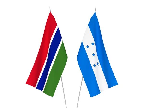 Vlaggen van Honduras en de Republiek Gambia — Stockfoto