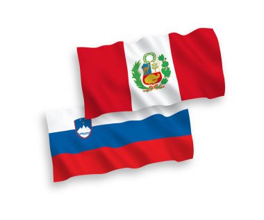 Beyaz arkaplanda Slovenya ve Peru bayrakları