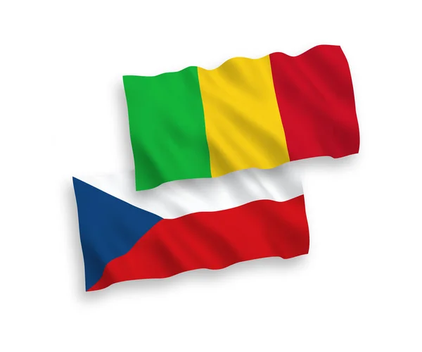白い背景にチェコ共和国とマリの国旗 — ストックベクタ