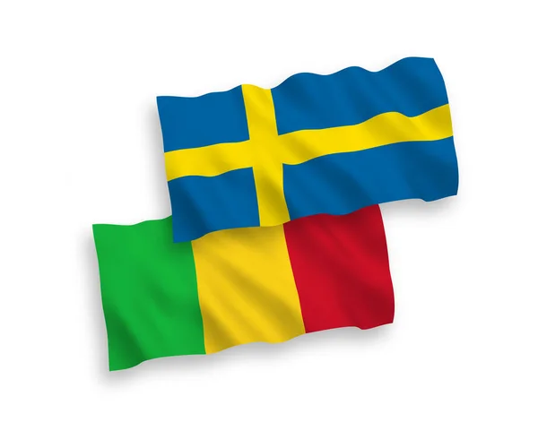 Bandiere di Svezia e Mali su sfondo bianco — Vettoriale Stock
