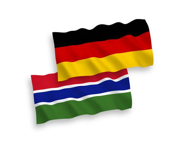 Republiken Gambias och Tysklands flaggstater på vit botten — Stock vektor
