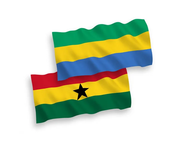 白い背景にガボンとガーナの国旗 — ストックベクタ