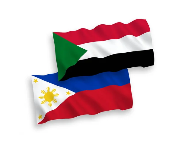Banderas de Sudán y Filipinas sobre fondo blanco — Vector de stock