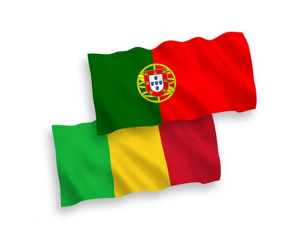 Drapeaux du Portugal et du Mali sur fond blanc — Image vectorielle