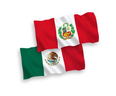 Beyaz arka planda Meksika ve Peru bayrakları