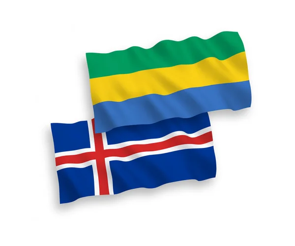 Bandiere del Gabon e dell'Islanda su sfondo bianco — Vettoriale Stock