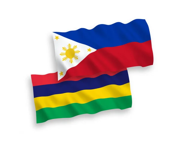 Banderas Nacionales Ondas Vectoriales Mauricio Filipinas Aisladas Sobre Fondo Blanco — Vector de stock