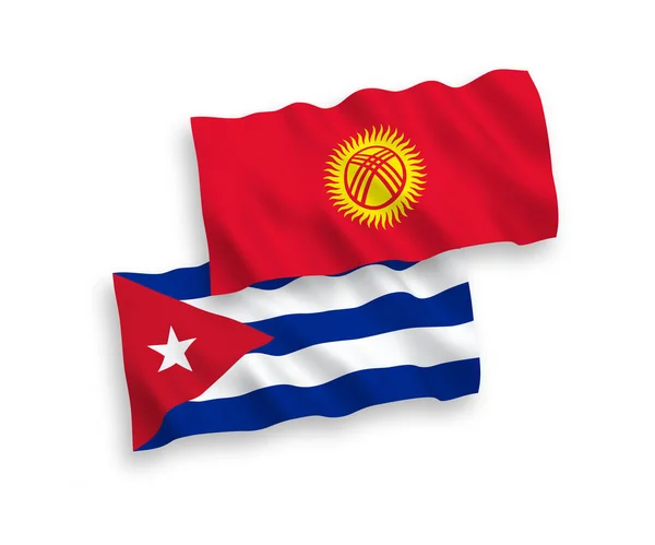 Белом Фоне Выделены Национальные Векторные Волновые Флаги Кыргызстана Кубы Соотношение — стоковый вектор