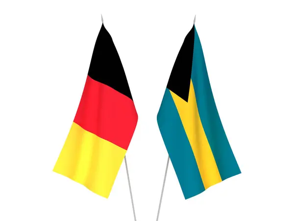 Національні Прапори Бельгії Співдружності Багамських Островів Ізольовані Білому Тлі Візуалізація — стокове фото