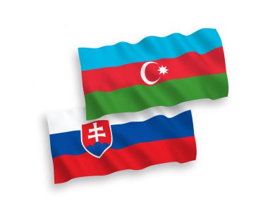 Beyaz arka planda, Slovakya ve Azerbaycan 'ın ulusal taşıyıcı kumaş bayrakları izole edildi. 1 'e 2 oranında.