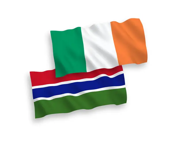 Národní Vektorové Tkaniny Vlnové Vlajky Irska Republiky Gambie Izolované Bílém — Stockový vektor