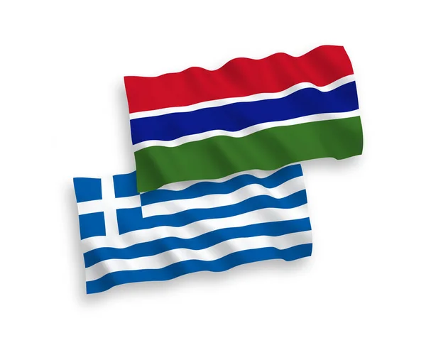 그리스와 감비아 공화국의 국기는 바탕에 게양되었다 — 스톡 벡터