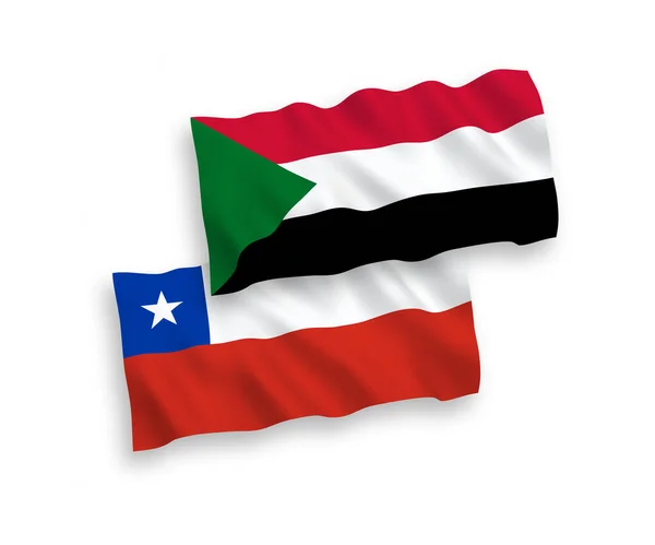 Banderas Nacionales Ondas Vectoriales Sudán Chile Aisladas Sobre Fondo Blanco — Archivo Imágenes Vectoriales