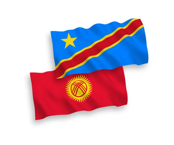 Bandeiras do Quirguizistão e da República Democrática do Congo sobre fundo branco —  Vetores de Stock