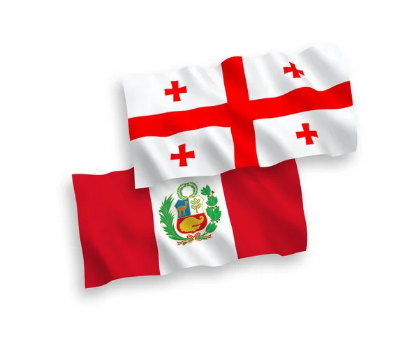 Vlaggen van Peru en Georgië op een witte achtergrond — Stockvector