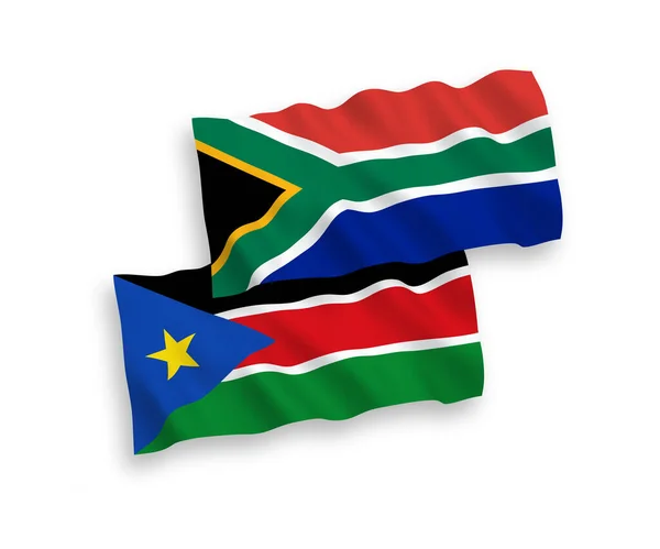 Flags of Republic of South Sudan and Republic of South Africa on a white background — Stock Vector