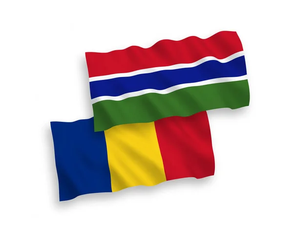 흰 바탕에 있는 루마니아와 감비아 공화국의 깃발 — 스톡 벡터
