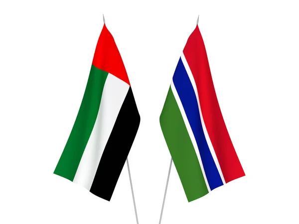 Banderas de los Emiratos Árabes Unidos y la República de Gambia —  Fotos de Stock