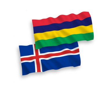 Beyaz arka planda Mauritius ve İzlanda bayrakları