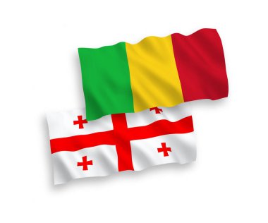 Beyaz arka planda Mali ve Gürcistan bayrakları