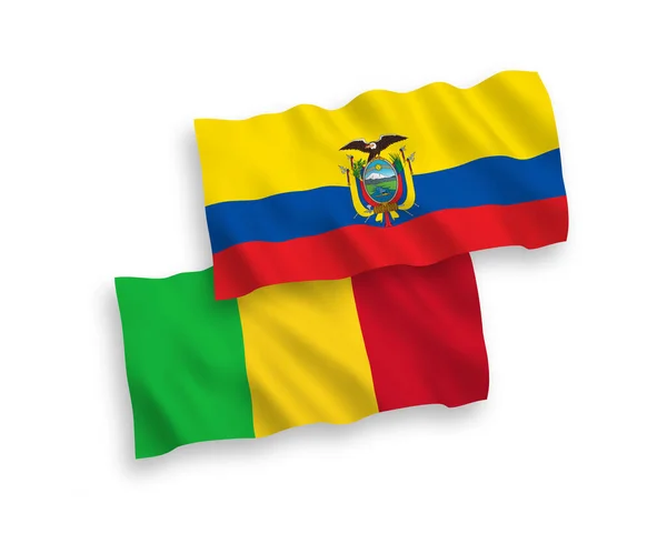 하얀 배경에 있는 말리와 에콰도르의 깃발 — 스톡 벡터
