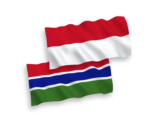 Bandiere Nazionali Tessuto Vettoriale Dell Indonesia Della Repubblica Del Gambia — Vettoriale Stock