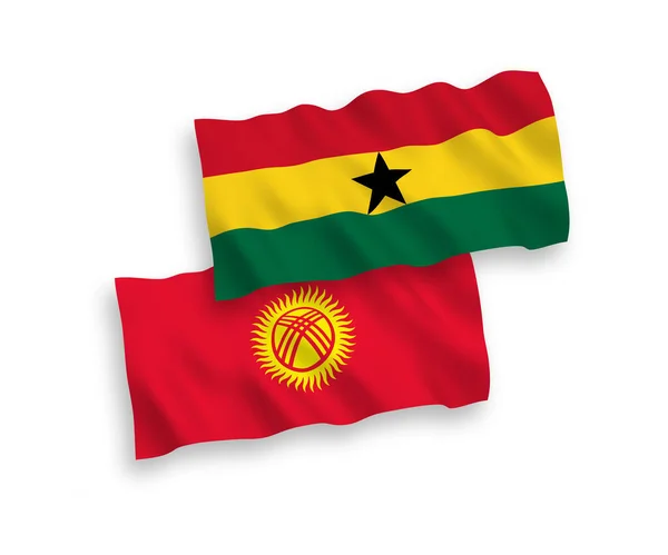 キルギスとガーナの国旗が白地に隔離されている — ストックベクタ