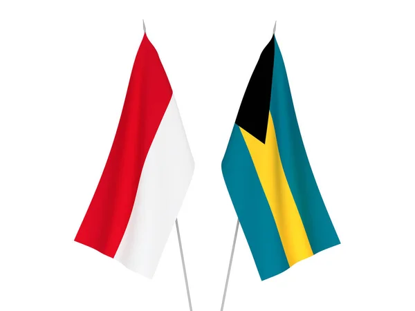 Nationale Stoffen Vlaggen Van Het Gemenebest Van Bahama Indonesië Geïsoleerd — Stockfoto