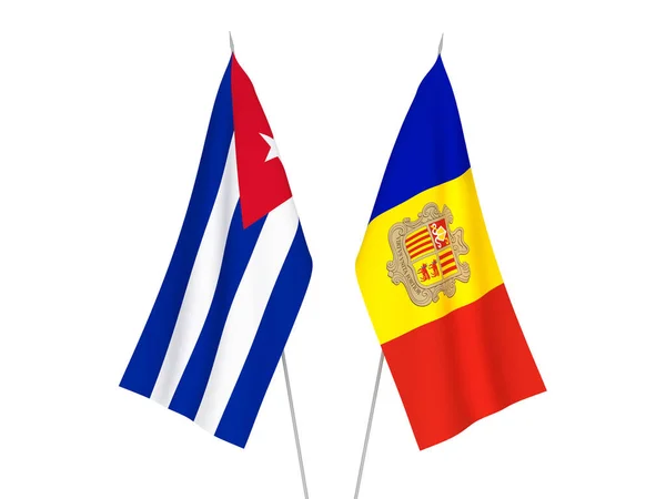 Nationalflaggen Von Kuba Und Andorra Auf Weißem Hintergrund Darstellung — Stockfoto