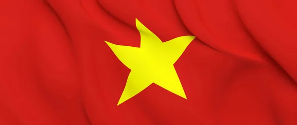 National Fabric Wave Closeup Flag Vietnam Waving Wind Rendering Illustration — Stock Photo, Image