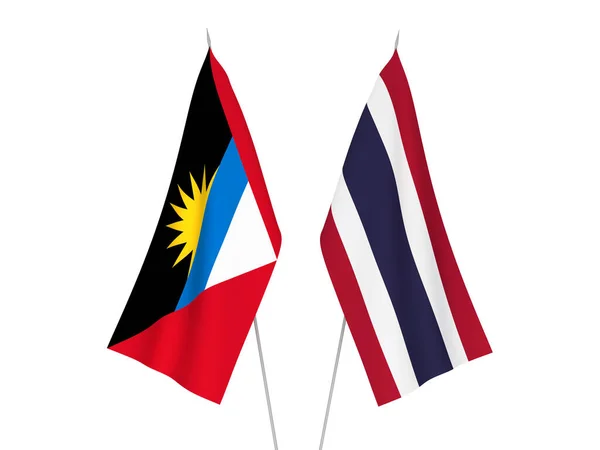 National Fabric Flags Thailand Antigua Barbuda Isolated White Background Rendering — Stock Photo, Image
