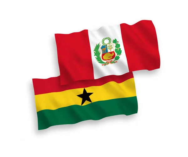 ペルーとガーナの国家ベクトルファブリック波旗は白い背景に隔離されています — ストックベクタ
