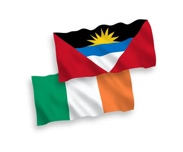 Banderas Nacionales Ondas Vectoriales Irlanda Antigua Barbuda Aisladas Sobre Fondo — Vector de stock