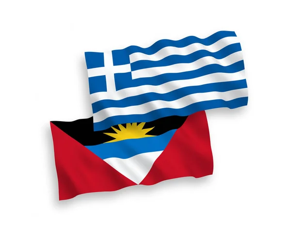 Banderas Nacionales Ondas Vectoriales Grecia Antigua Barbuda Aisladas Sobre Fondo — Vector de stock