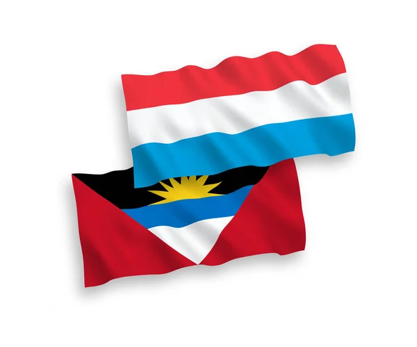 Banderas Nacionales Ondas Vectoriales Antigua Barbuda Luxemburgo Aisladas Sobre Fondo — Vector de stock