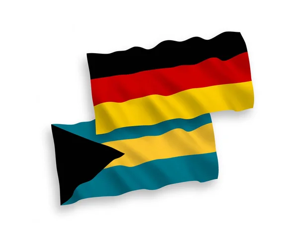 Nationell Vektor Tyg Våg Flaggor Tyskland Och Samväldet Bahamas Isolerade — Stock vektor