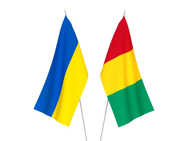 Národní Textilní Vlajky Ukrajiny Guineje Izolované Bílém Pozadí Vykreslování Ilustrace — Stock fotografie