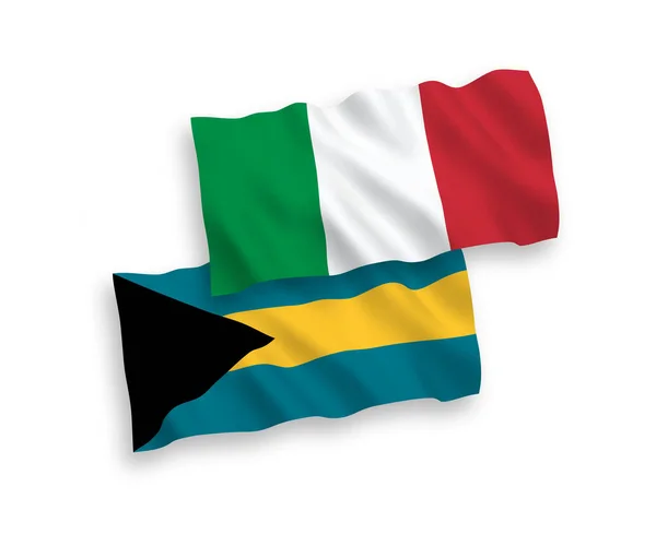 Banderas Nacionales Ondas Vectoriales Italia Mancomunidad Las Bahamas Aisladas Sobre — Vector de stock
