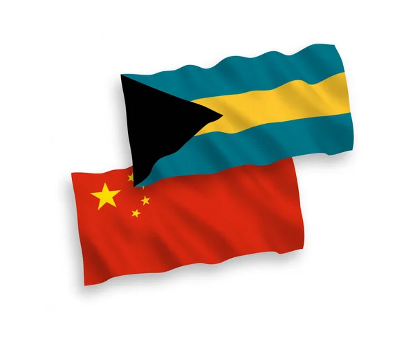 Banderas Nacionales Onda Tejido Vectorial Mancomunidad Las Bahamas China Aisladas — Vector de stock