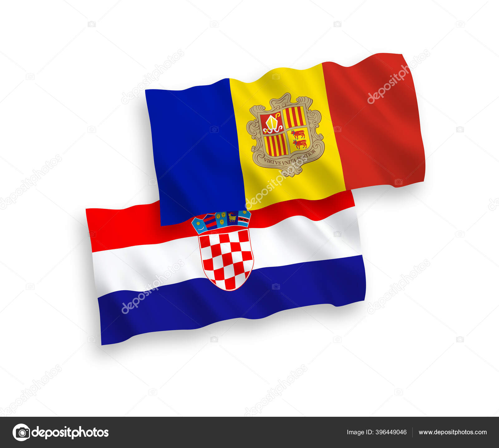 アンドラとクロアチアの国旗が白地に隔離されている ストックベクター C Epic22 396449046