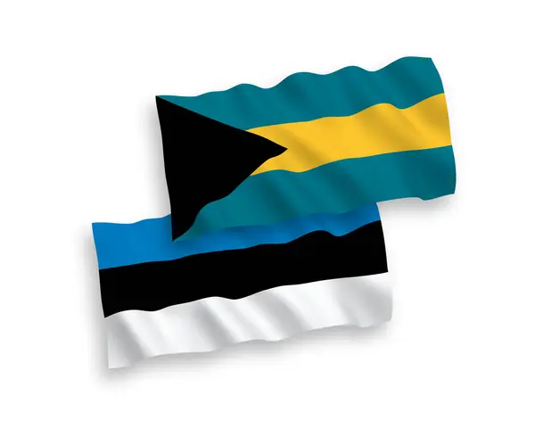 爱沙尼亚和巴哈马联邦的国家病媒织物波条旗在白色背景下隔离 1比2的比例 — 图库矢量图片
