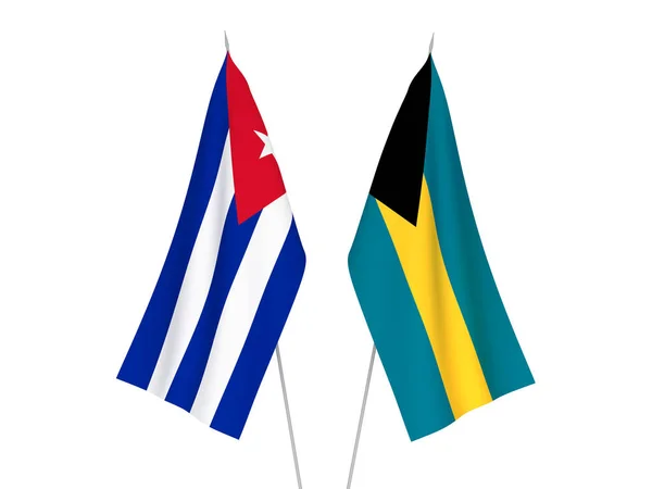 Nationale Stoffen Vlaggen Van Cuba Het Gemenebest Van Bahama Geïsoleerd — Stockfoto