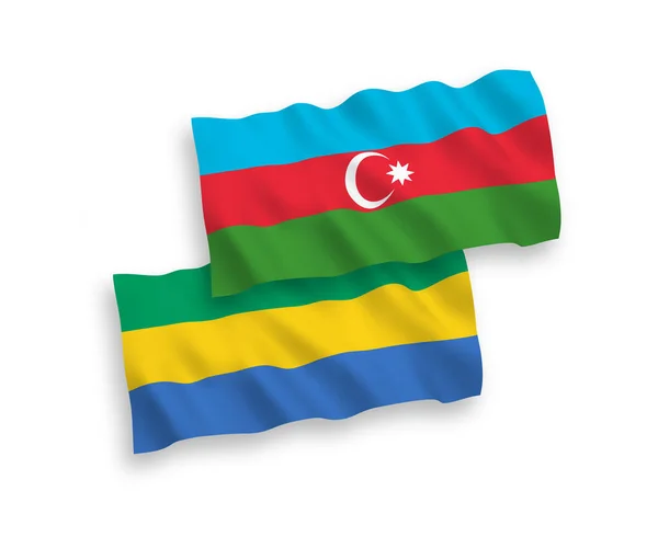 Banderas Nacionales Ondas Vectoriales Azerbaiyán Gabón Aisladas Sobre Fondo Blanco — Vector de stock