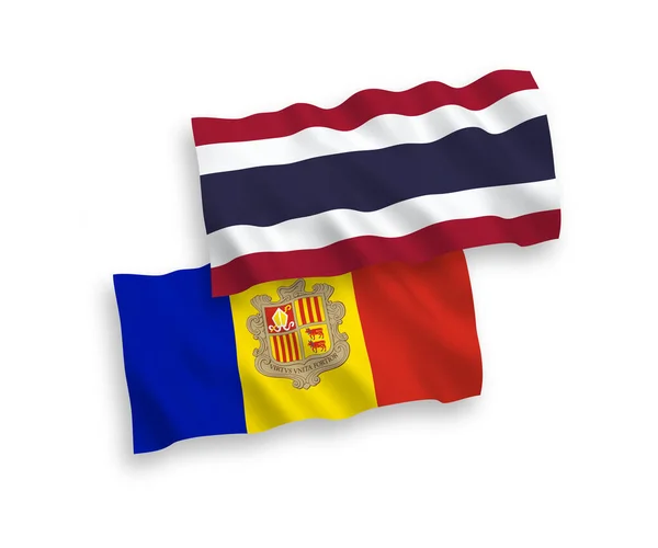 Εθνικό Διάνυσμα Υφασμάτινες Σημαίες Της Ανδόρας Και Της Ταϊλάνδης Απομονώνονται — Διανυσματικό Αρχείο