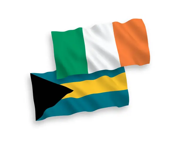 アイルランドの国旗とバハマ連邦の国旗が白地に隔離されている — ストックベクタ