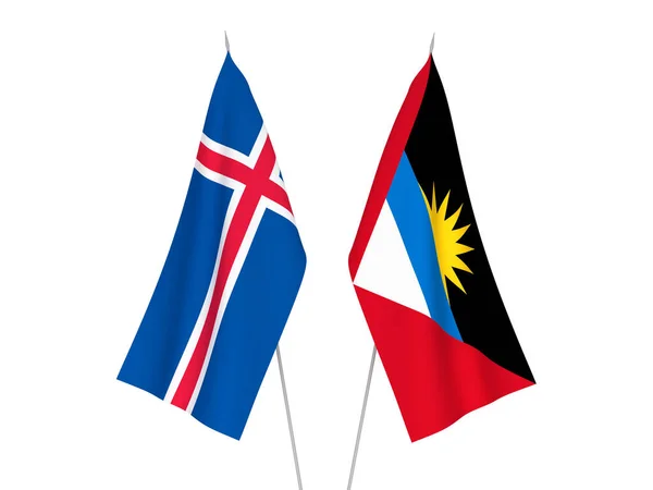National Fabric Flags Iceland Antigua Barbuda Isolated White Background Rendering — Stock Photo, Image