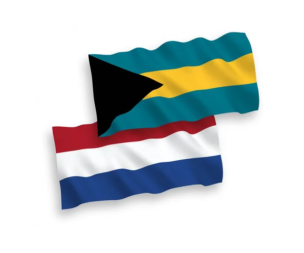 Nationale Vektor Gewebefahnen Des Commonwealth Der Bahamas Und Der Niederlande — Stockvektor