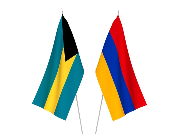 Nationalflaggen Armeniens Und Der Bahamas Isoliert Auf Weißem Hintergrund Darstellung — Stockfoto